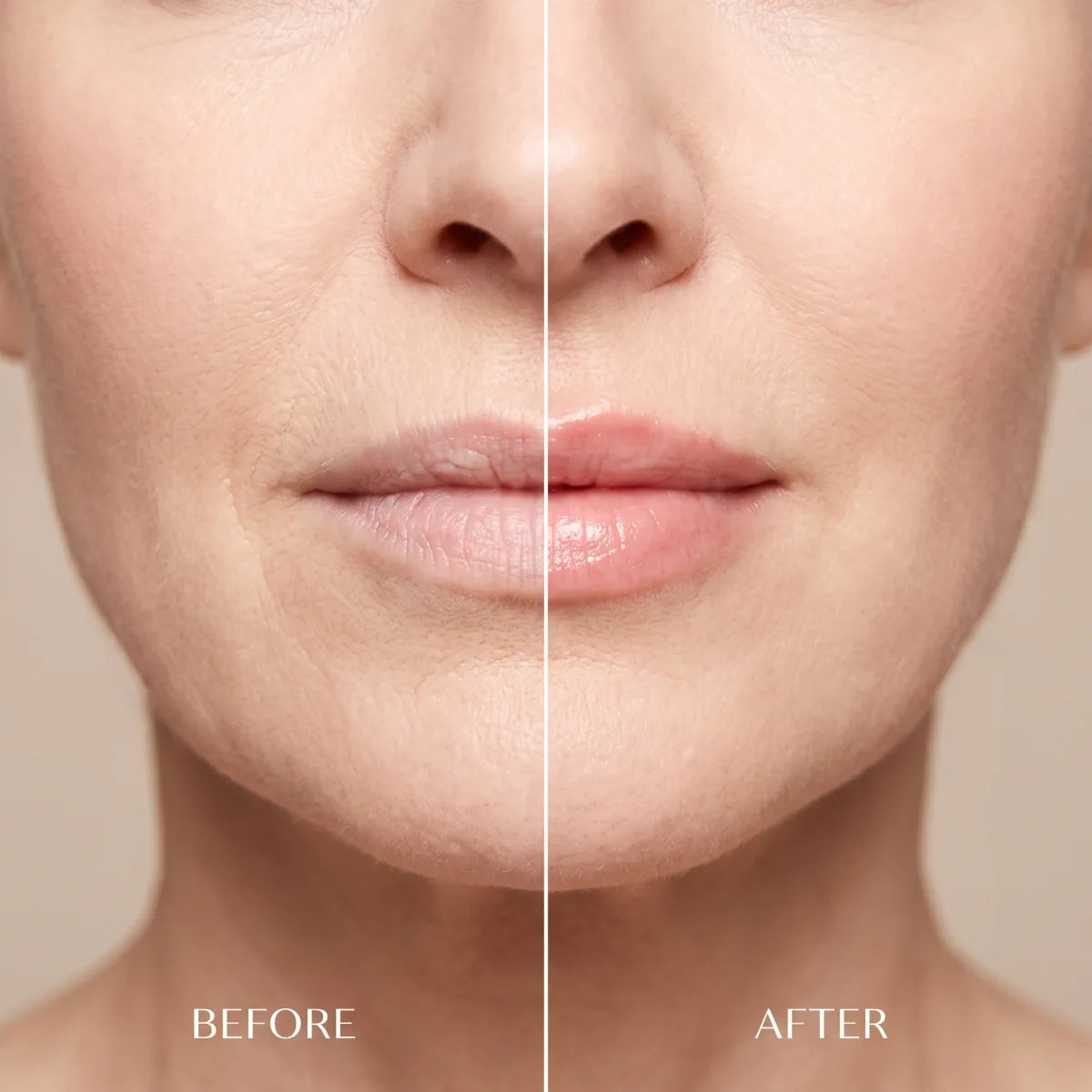 Lips before and after wearing Signature Lipstick